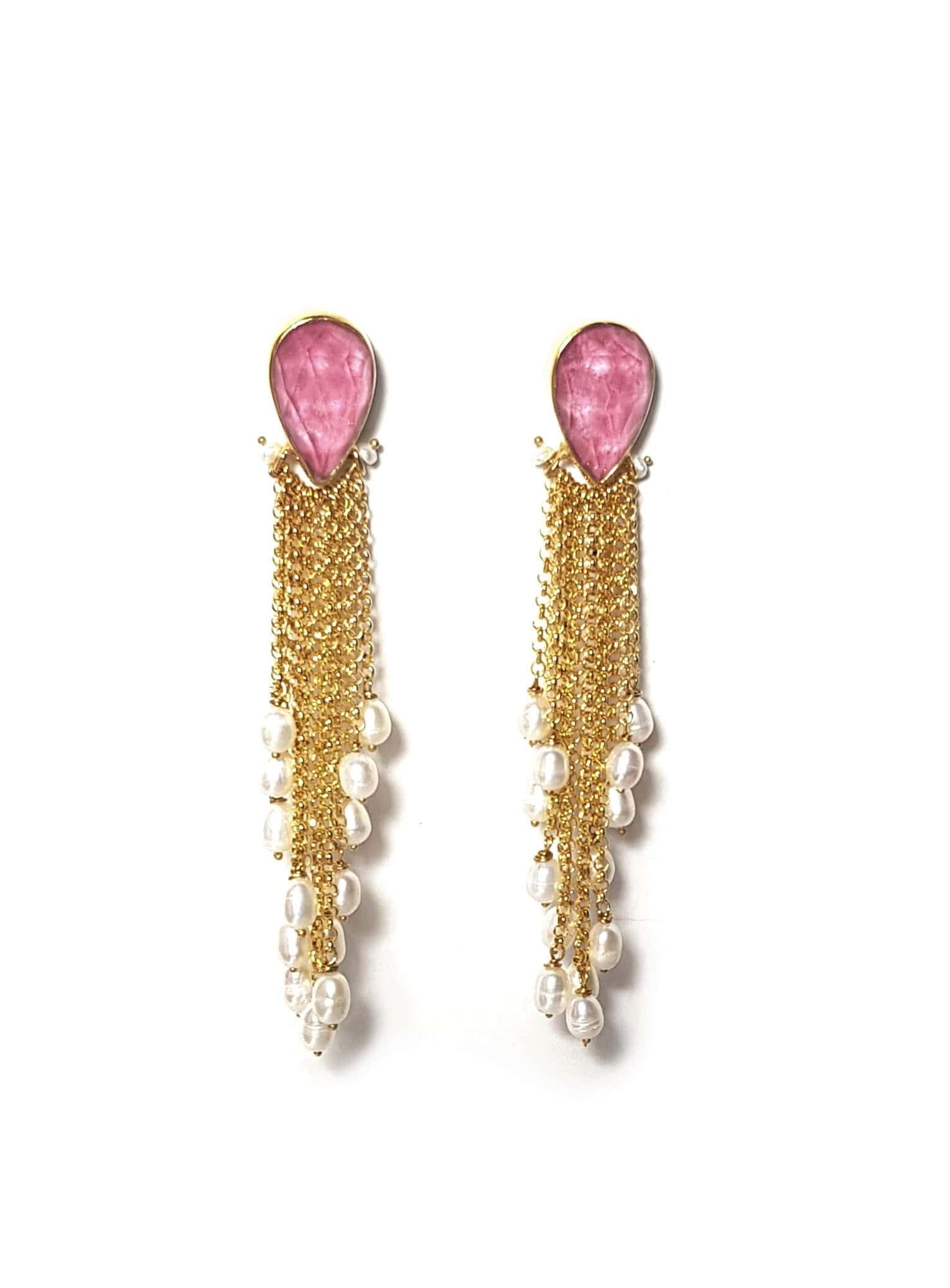 Tulite quartz chain drop earrings — Melina Fachidis