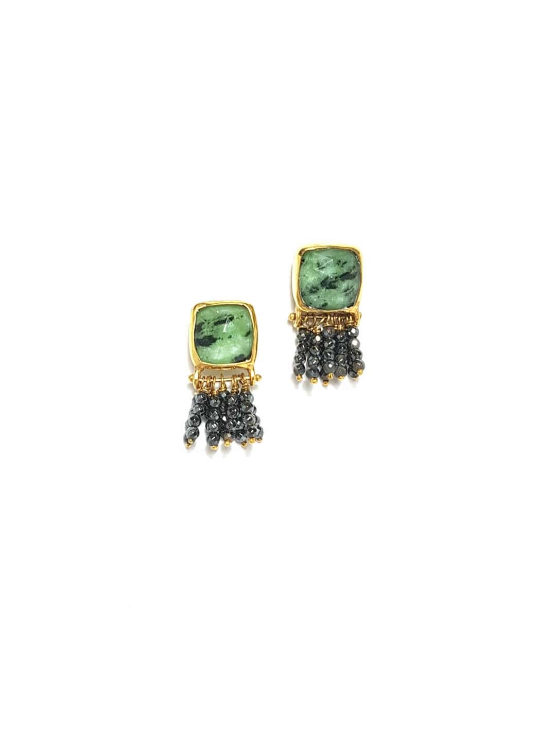 Zoisites quartz square earrings — Melina Fachidis