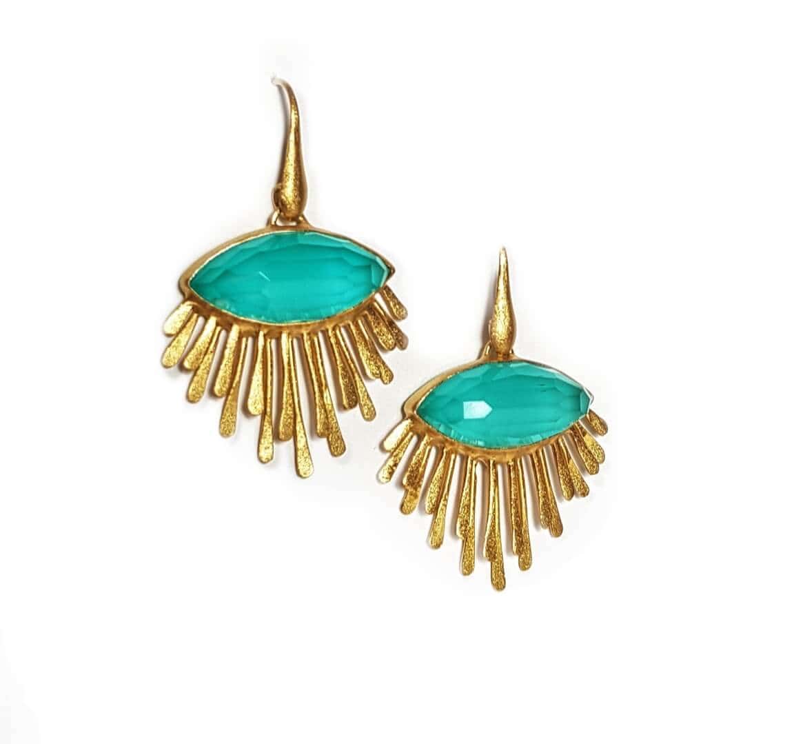 Sun rays chalcedony quartz wire earrings — Melina Fachidis