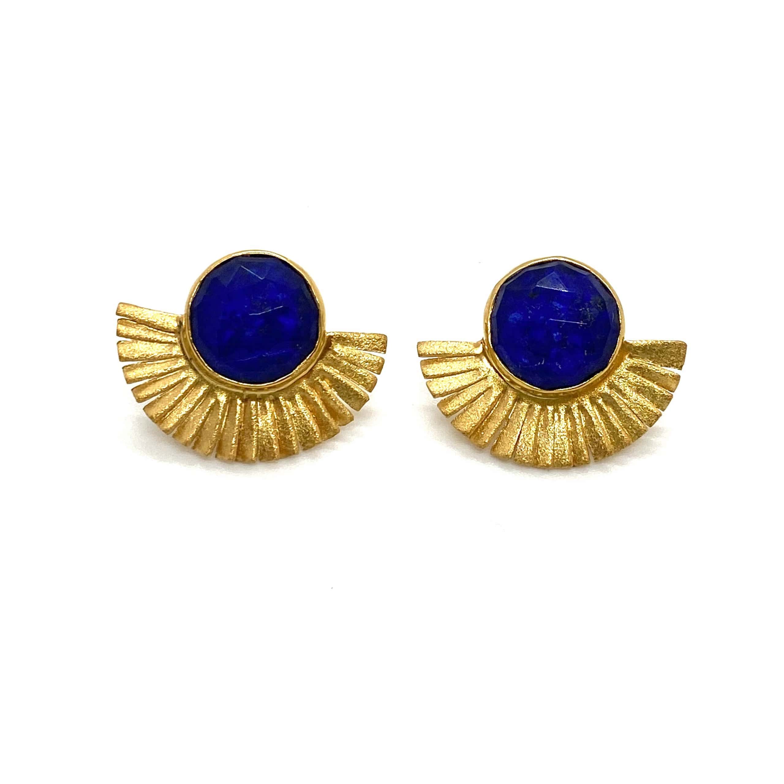 Round lapis lazuli-quartz earrings — Melina Fachidis