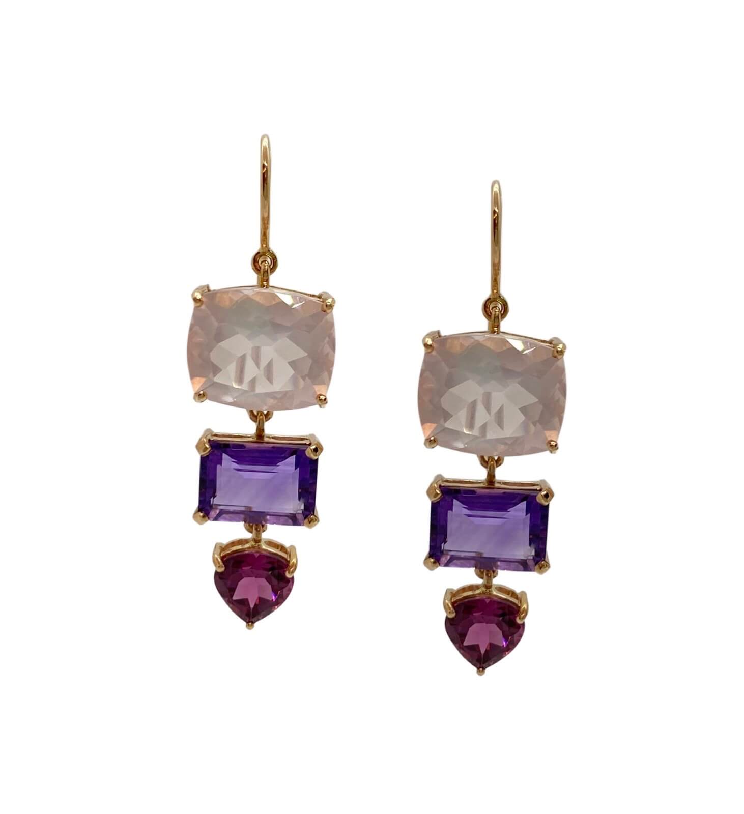 Triple long gemstone earrings — Melina Fachidis