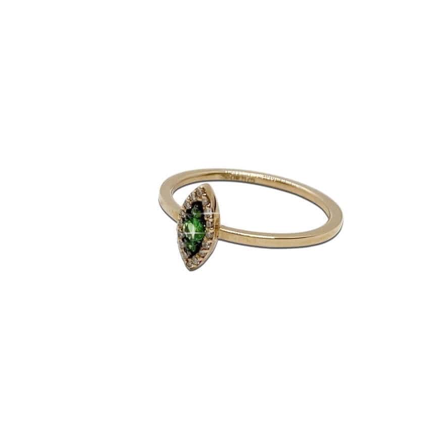 Tsavorite diamond marquise cut ring — Melina Fachidis