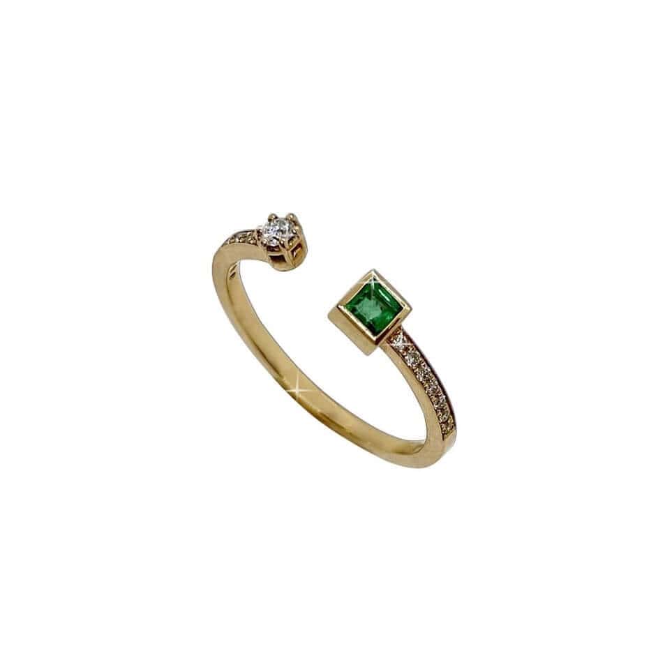 Square emerald and diamond ring — Melina Fachidis