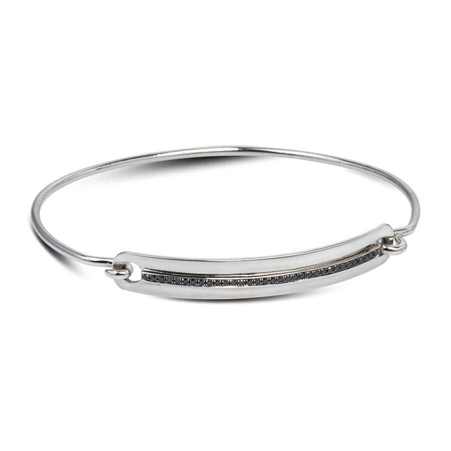 Black diamond line cuff bracelet — Melina Fachidis