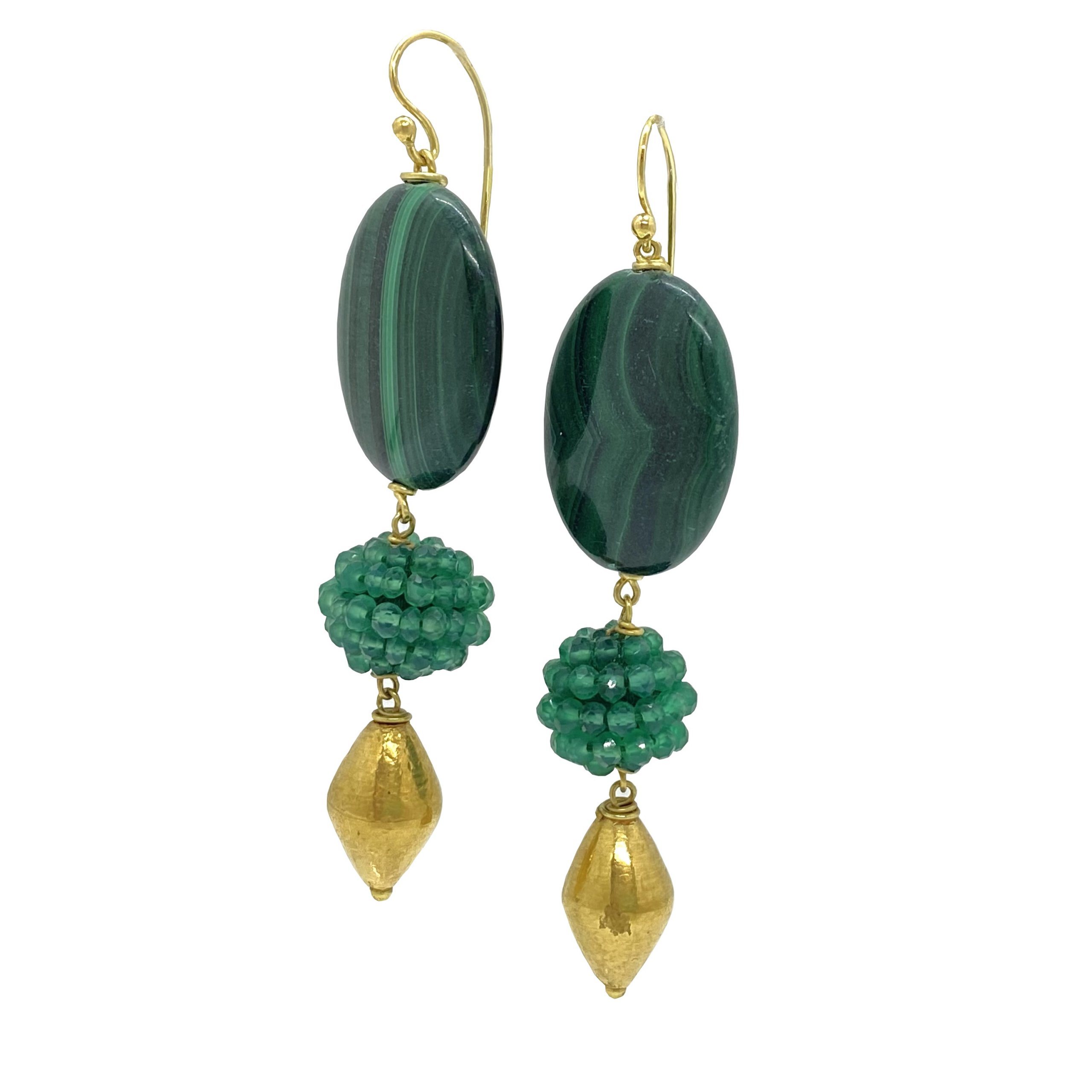 Malachite-green onyx hanging earrings — Melina Fachidis
