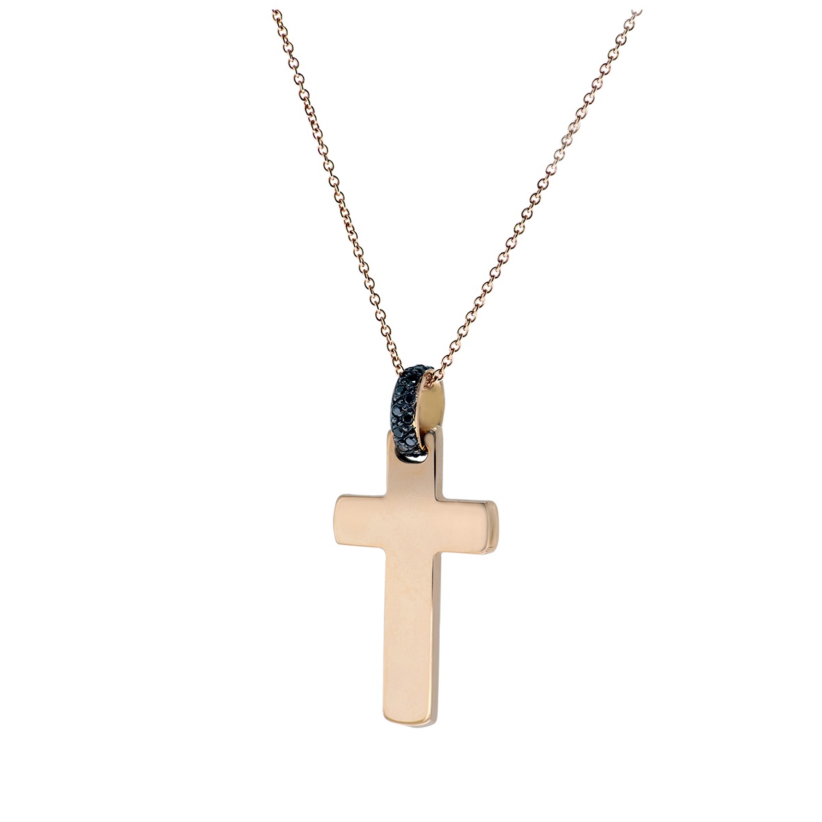 Rose gold black diamond cross — Melina Fachidis