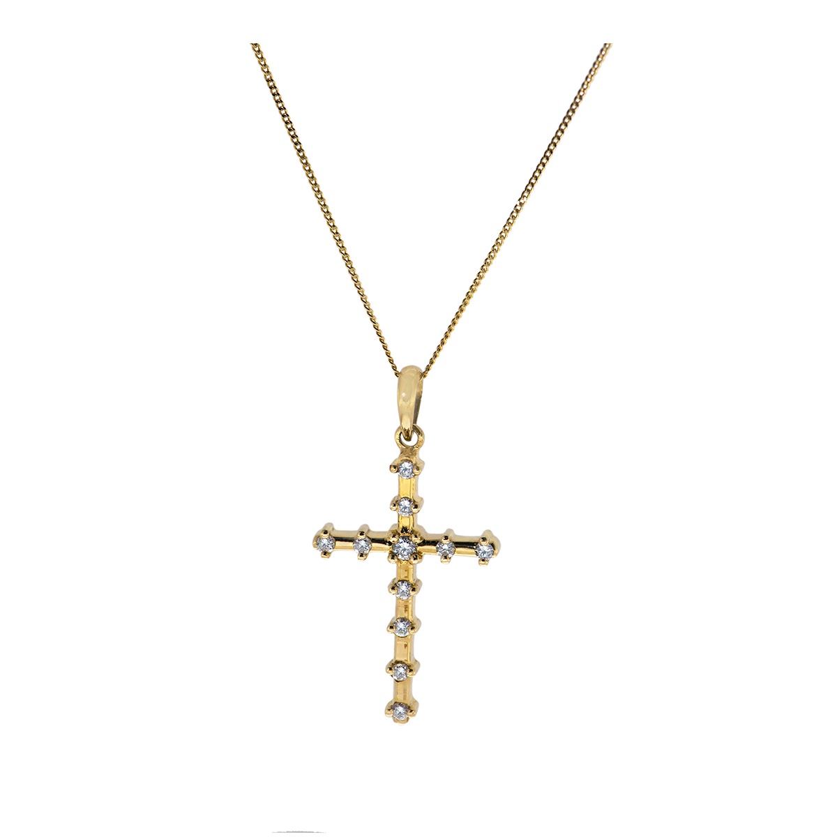 11 diamonds orthodox gold cross — Melina Fachidis