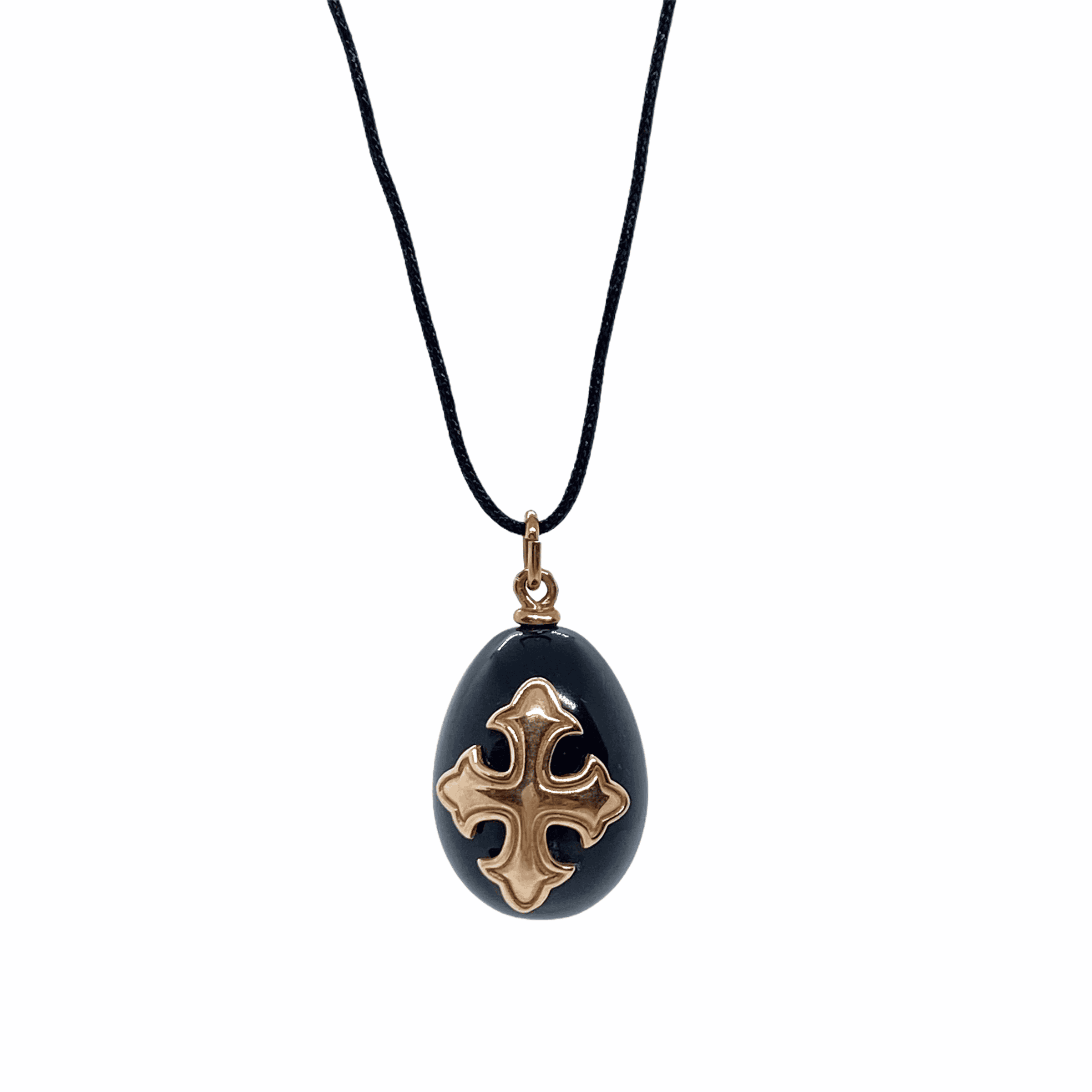 Black paste egg-cross pendant — Melina Fachidis