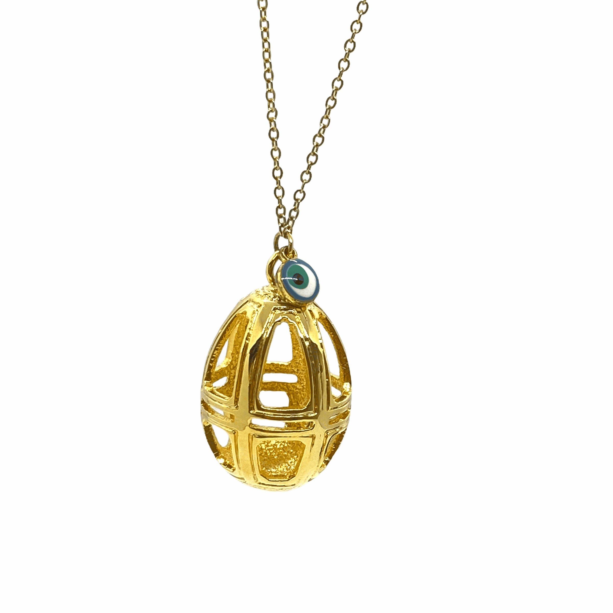 Easter perforated egg pendant with eye charm — Melina Fachidis