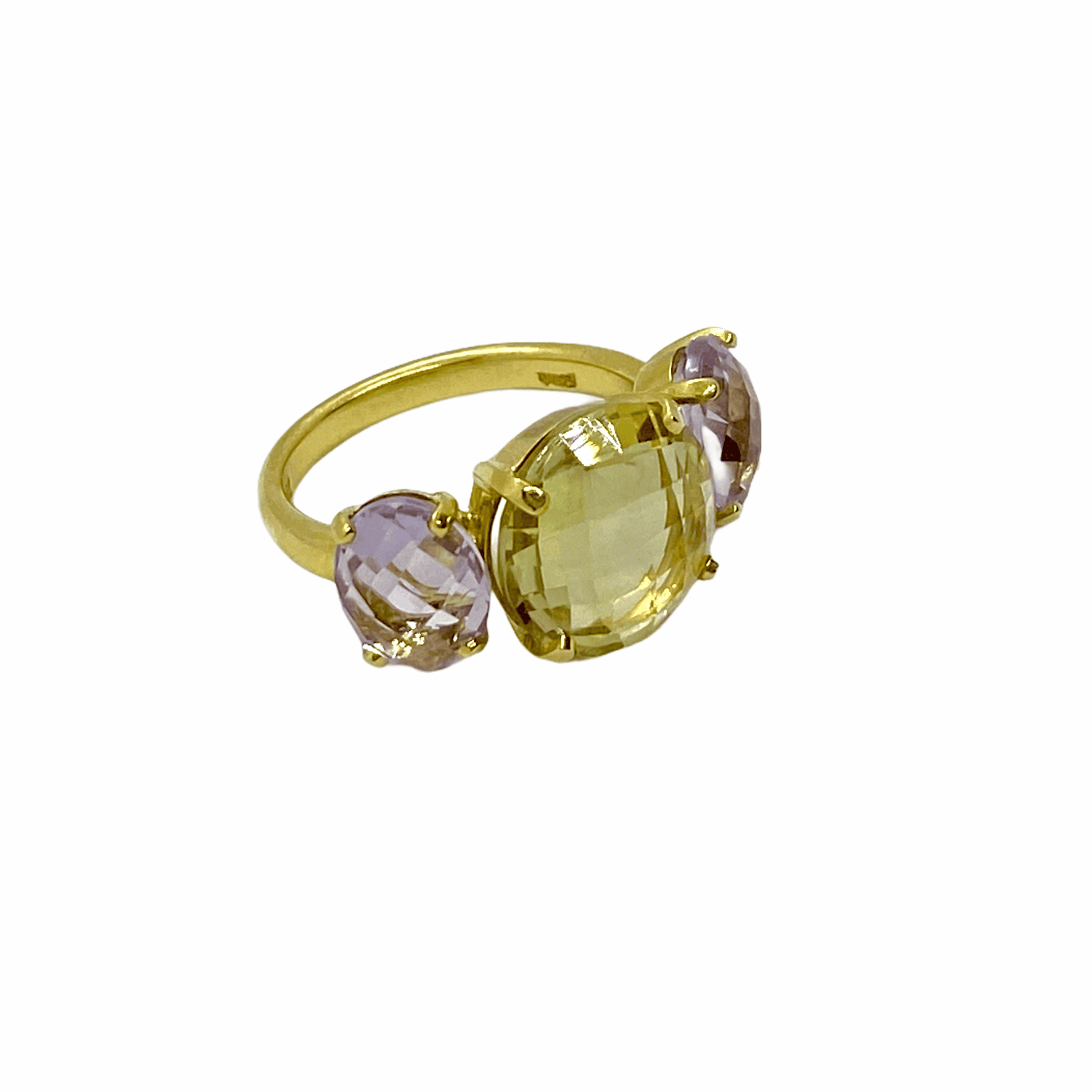 Citrine and amethyst 3stone ring — Melina Fachidis