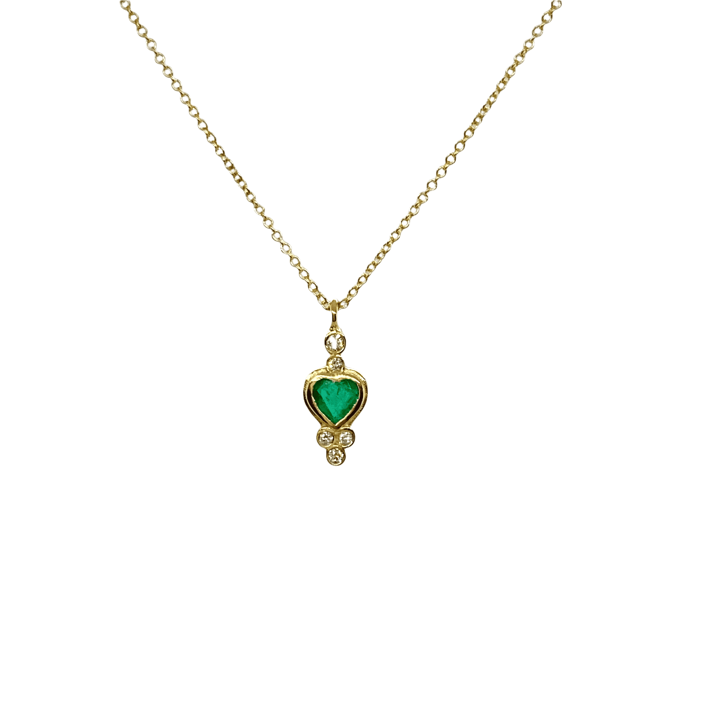 Emerald heart shaped diamond pendant — Melina Fachidis