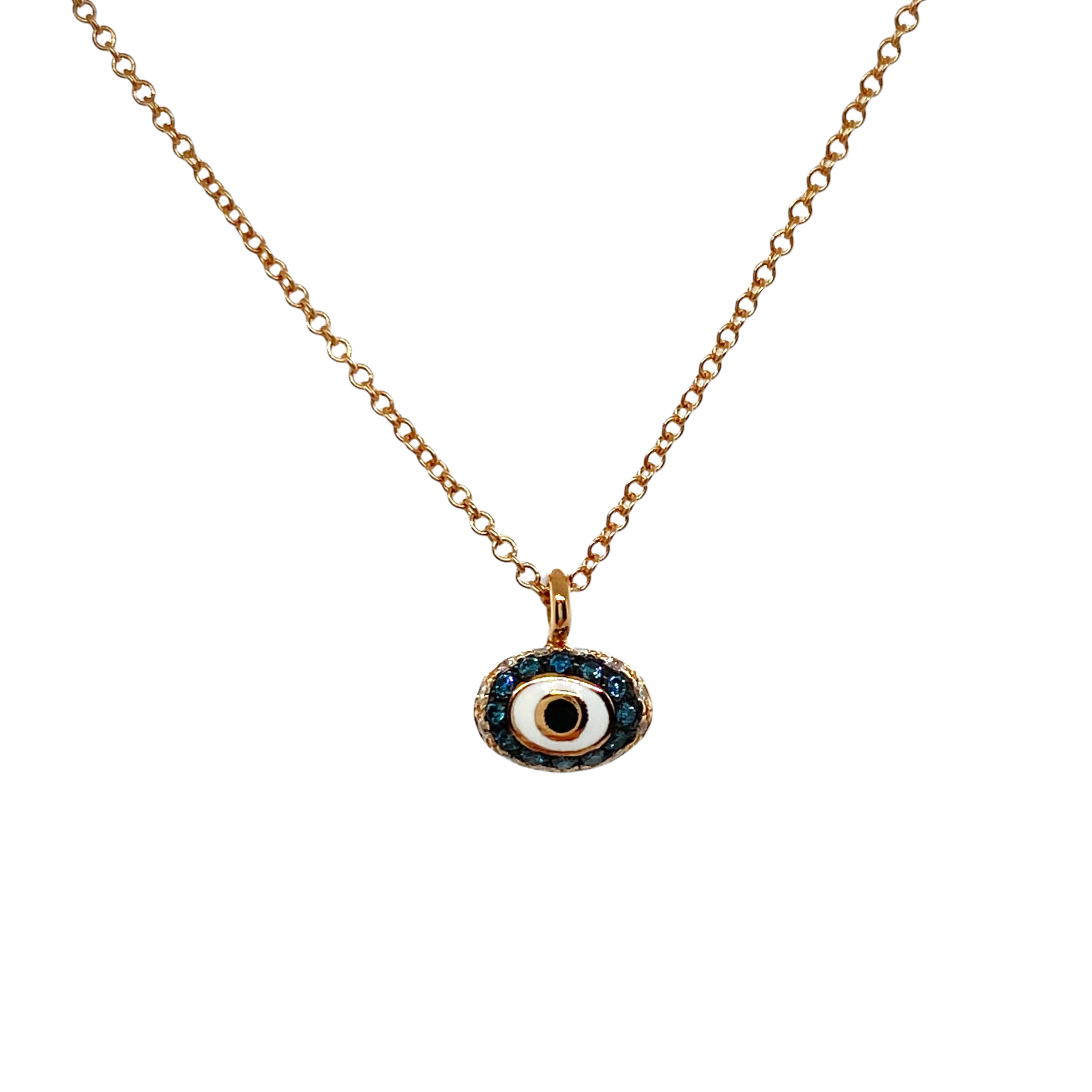 Tiny oval eye enamel pendant — Melina Fachidis