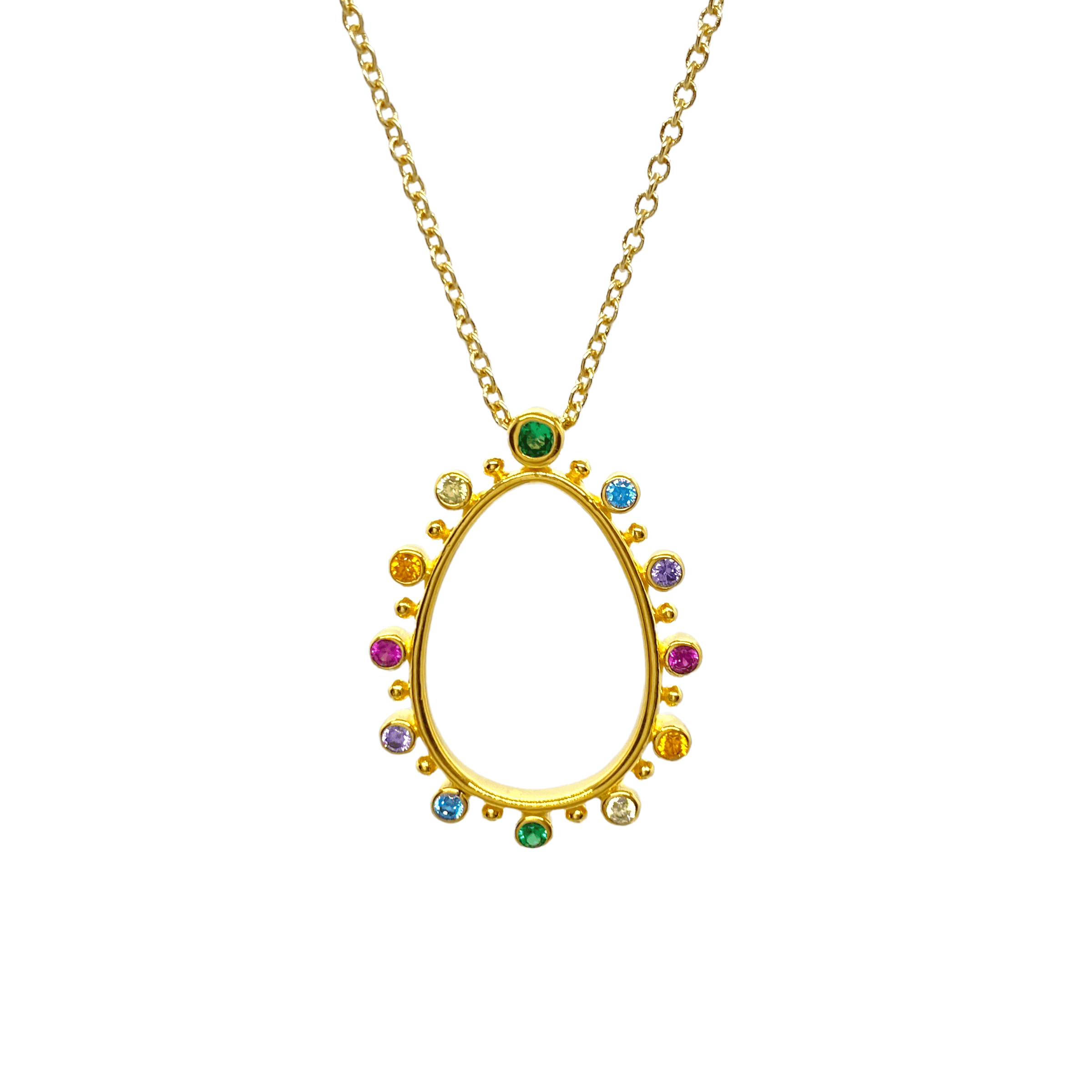 Oval colored Easter egg necklace — Melina Fachidis