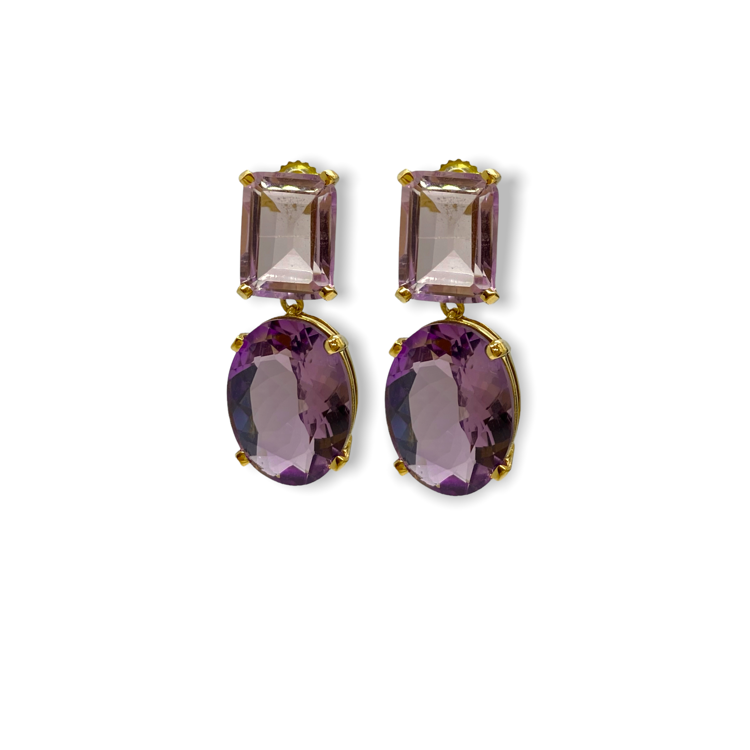 Two stone amethyst impressive earrings — Melina Fachidis