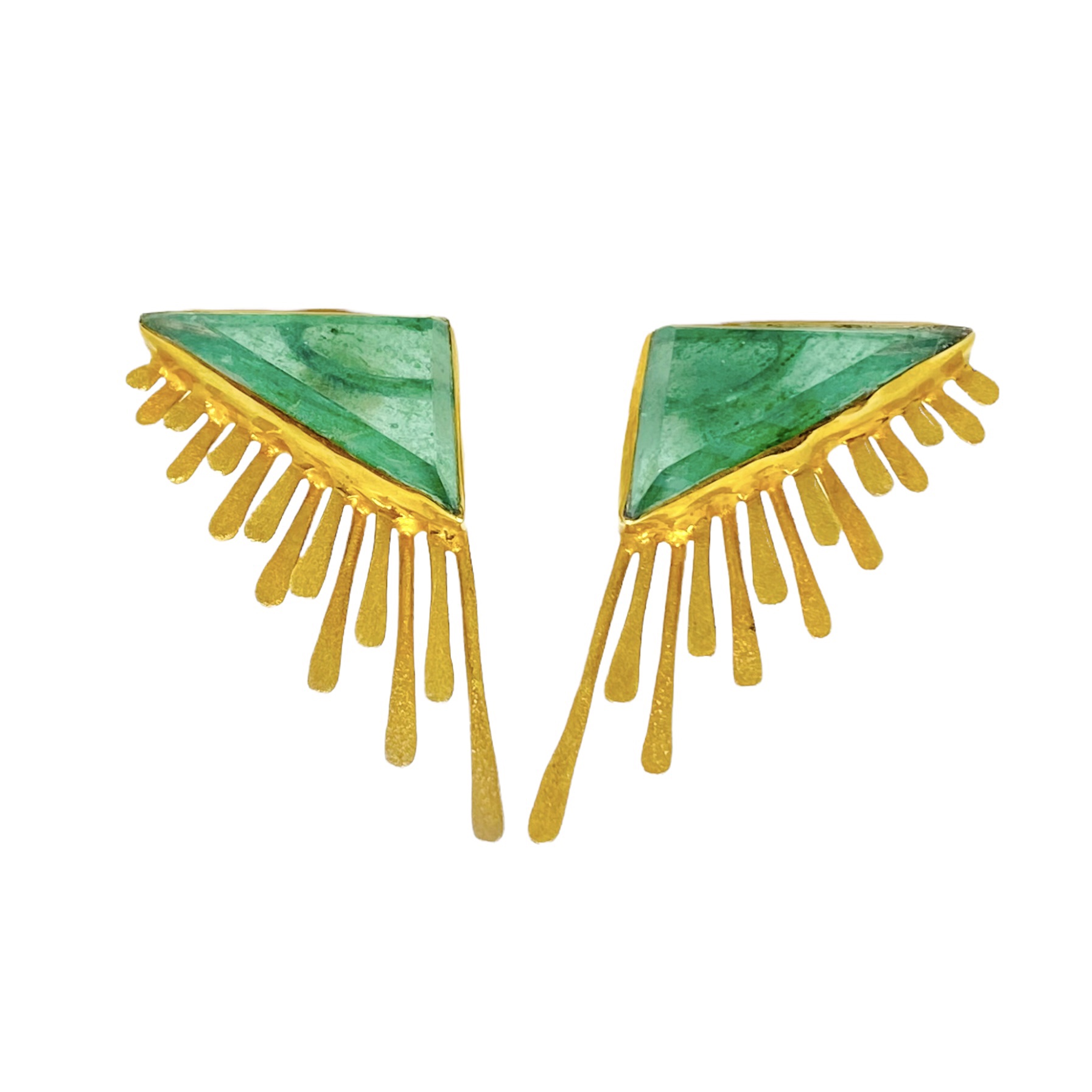 Emerald green sunshine earrings — Melina Fachidis