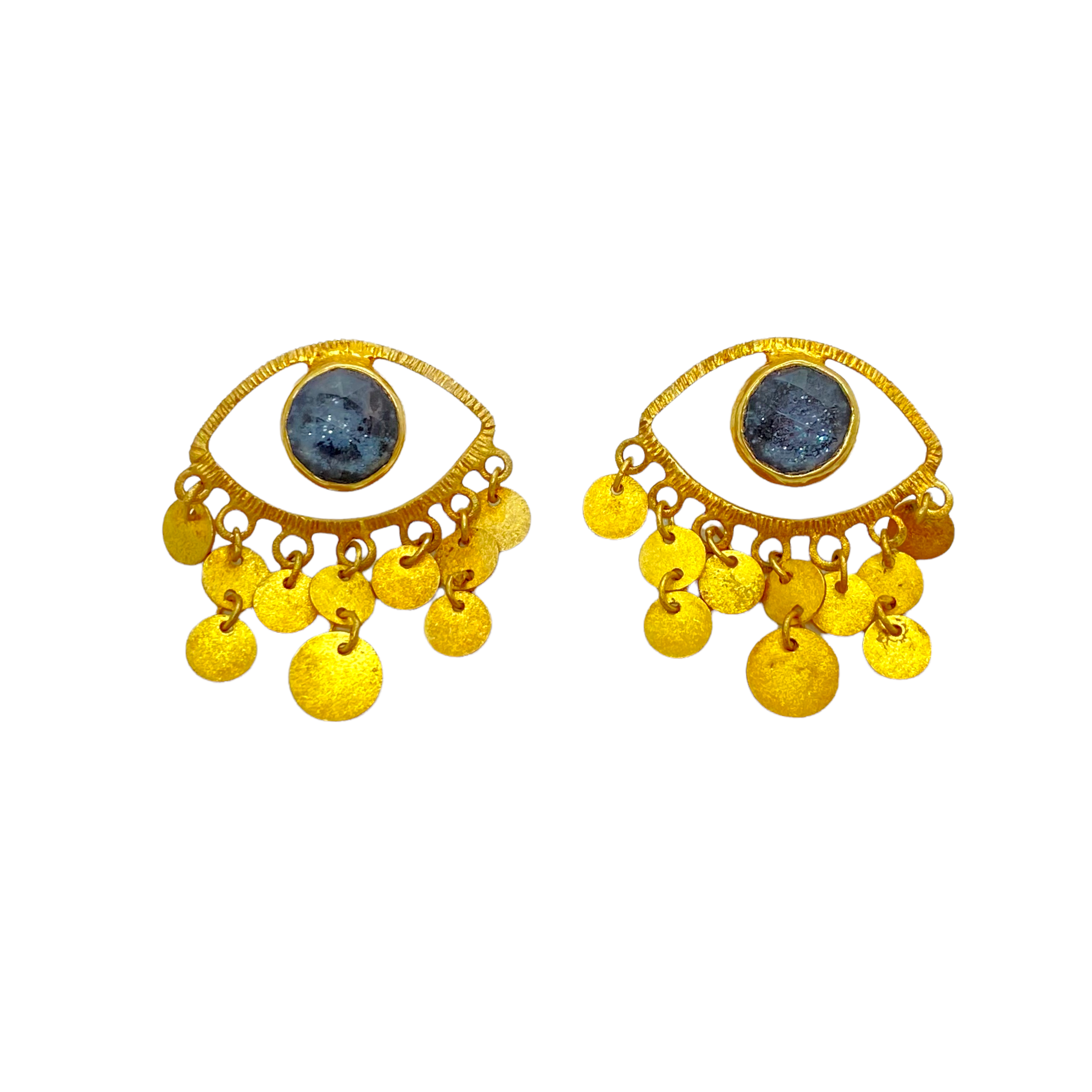 Hematite drops eye earrings — Melina Fachidis