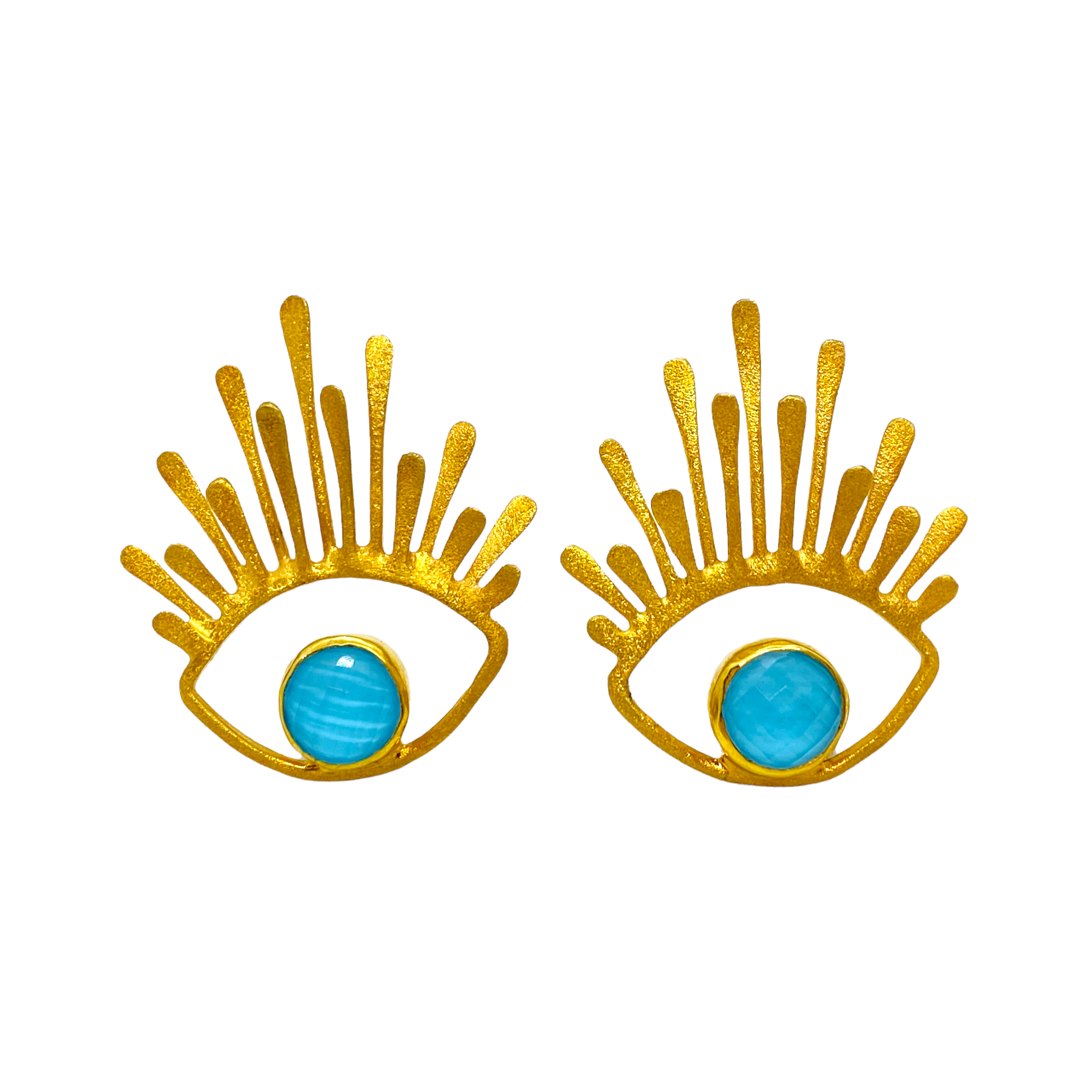 Turquoise eye earrings with rays — Melina Fachidis