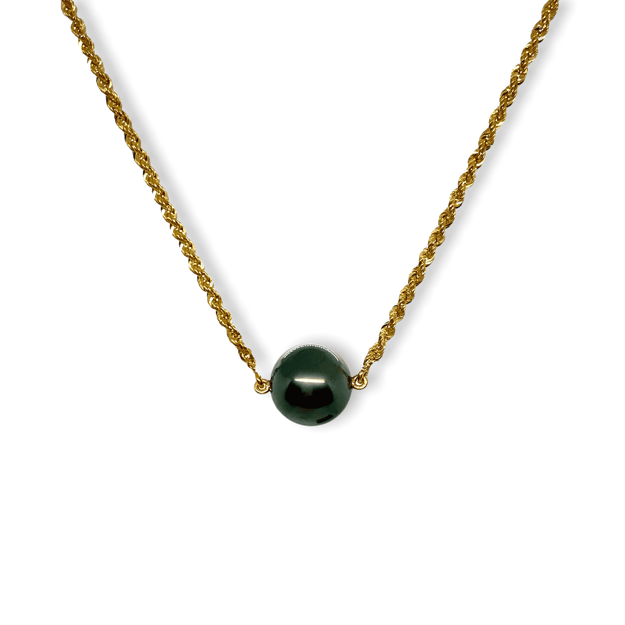 Tahitian round black pearl necklace — Melina Fachidis