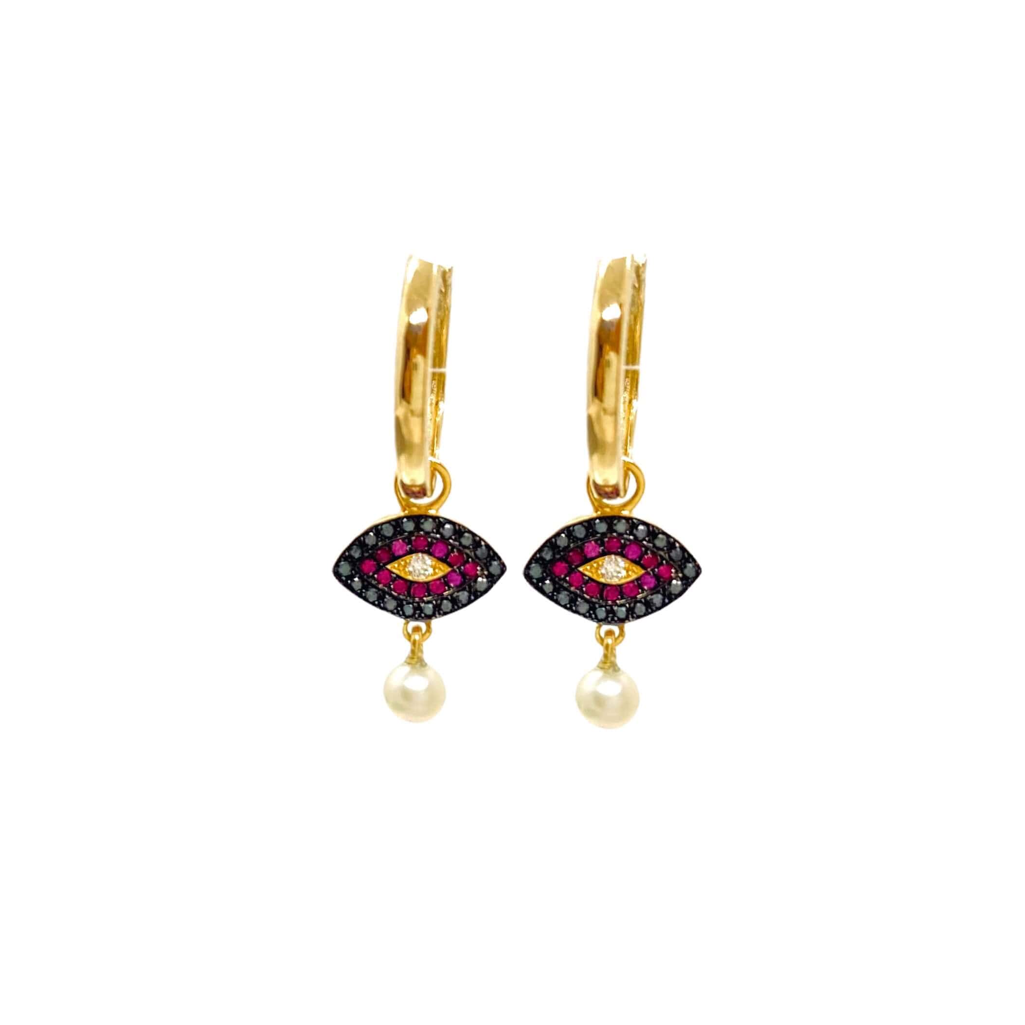Red and black eye earrings — Melina Fachidis
