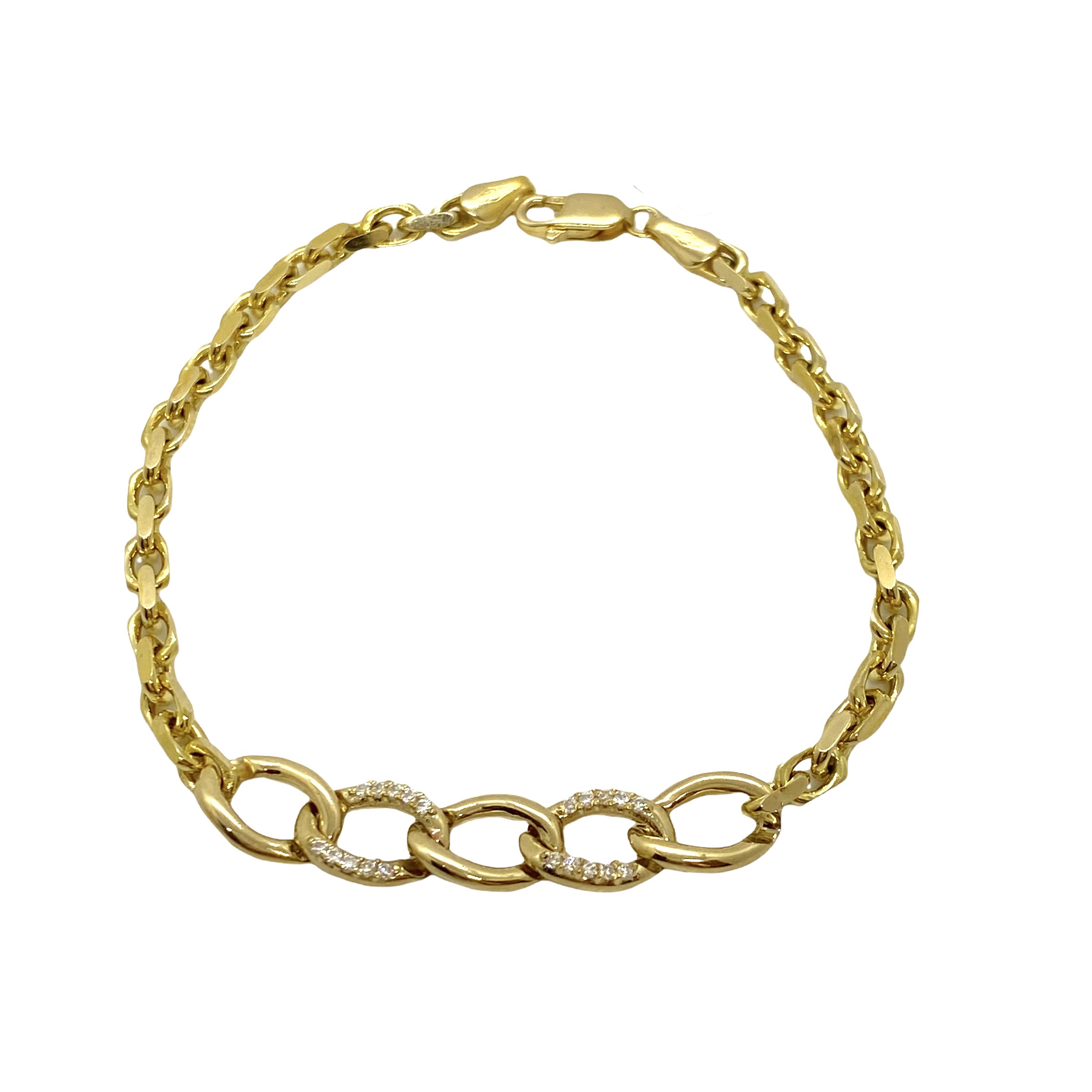 14k yellow gold link bracelet with zircons — Melina Fachidis