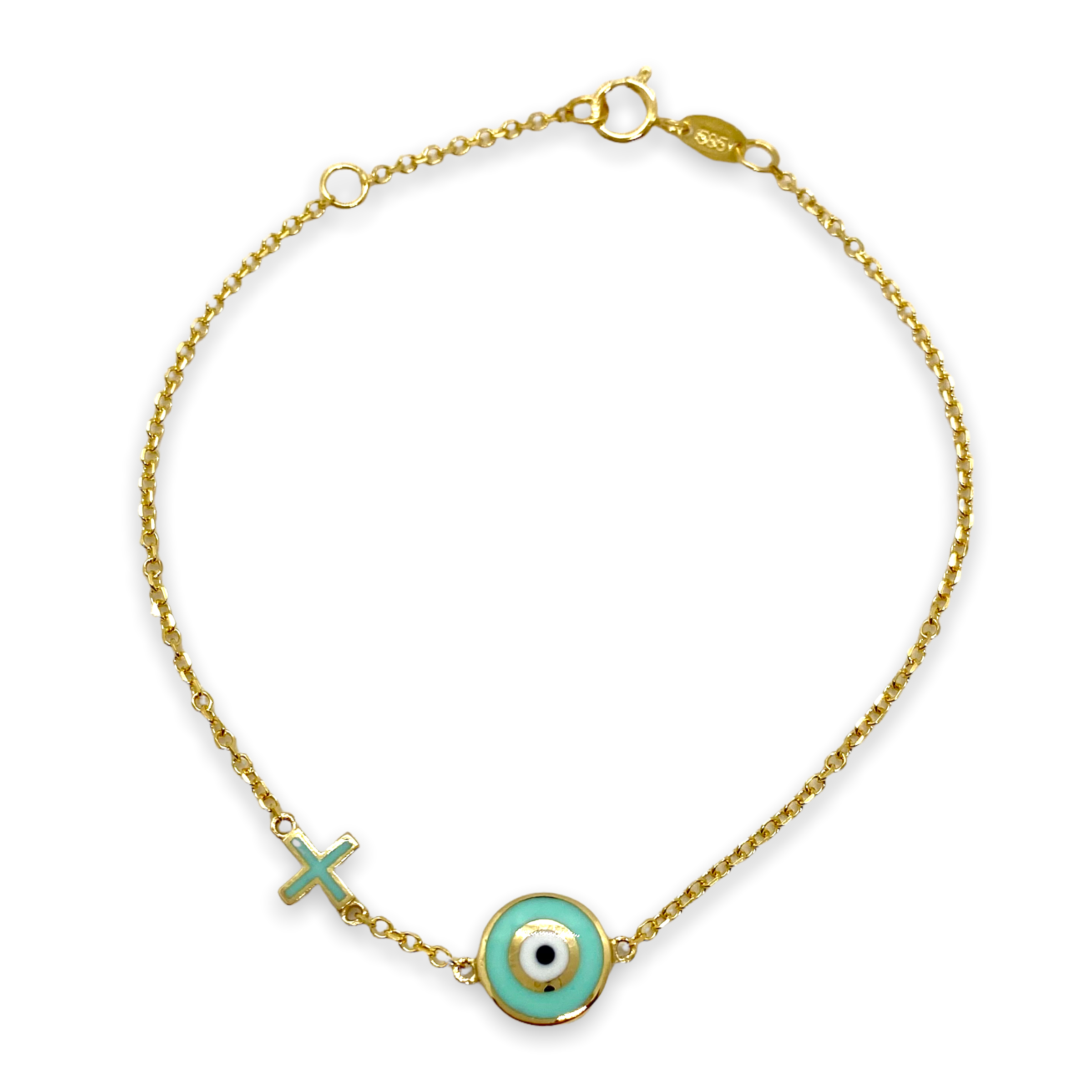 Round turquoise enameled eye bracelet — Melina Fachidis