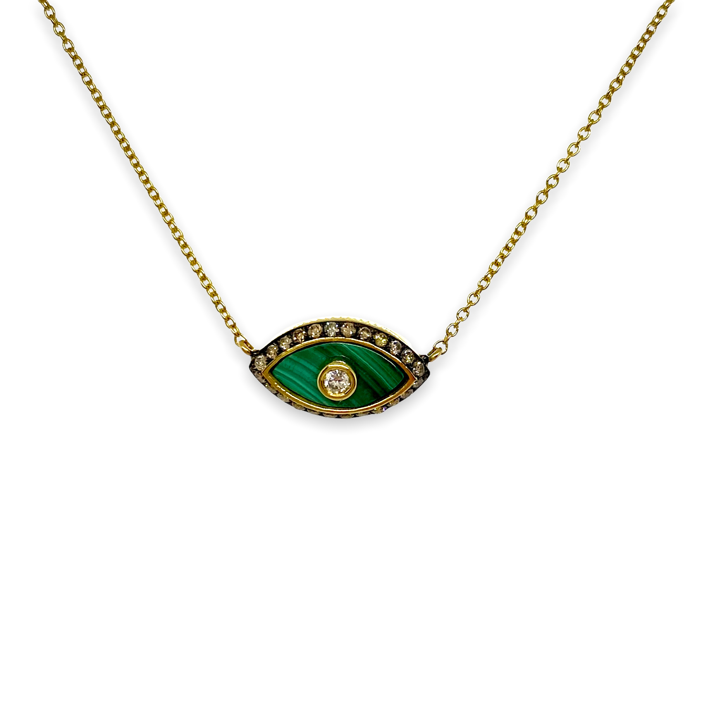 Malachite eye diamond pendant — Melina Fachidis
