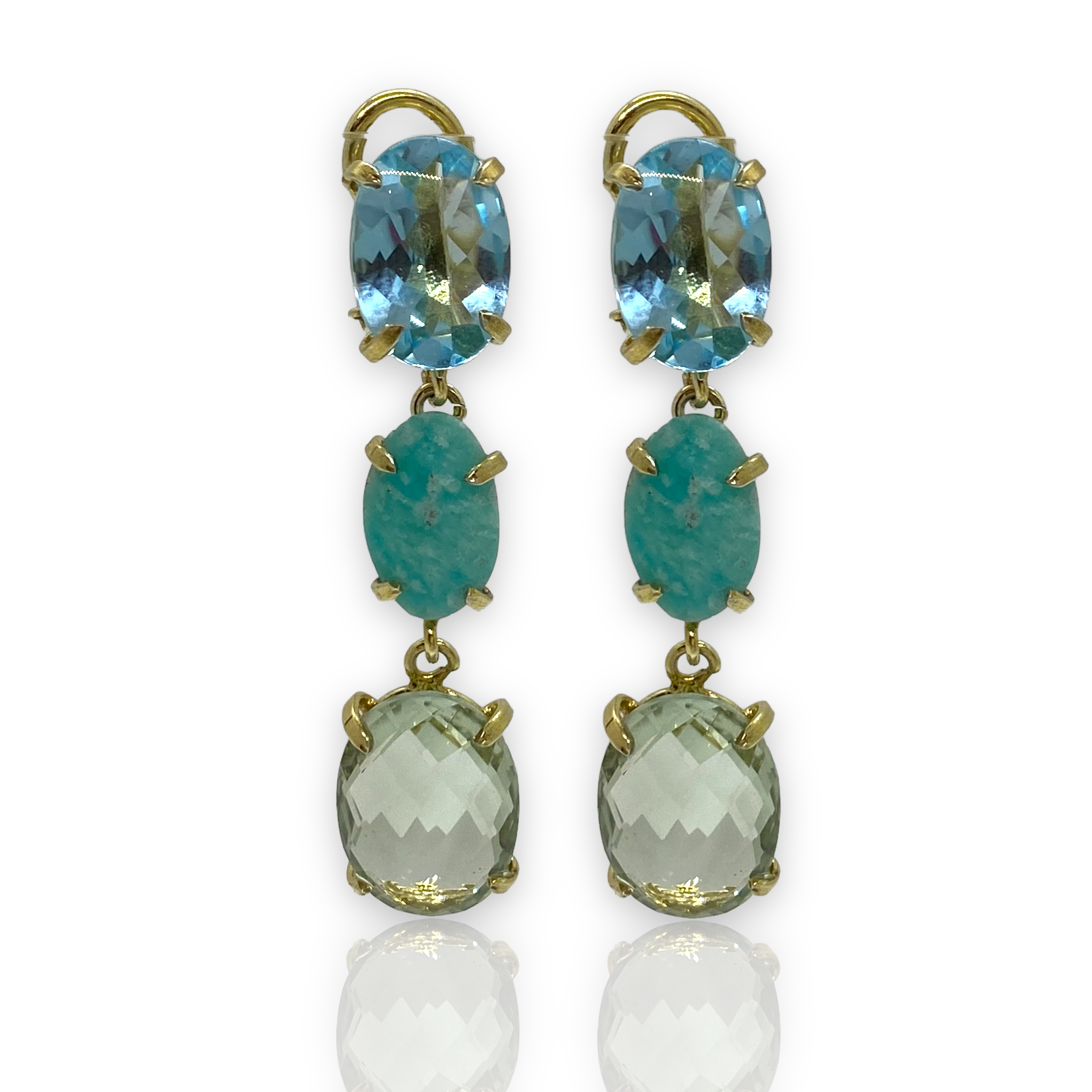Triple multi colored stones earrings — Melina Fachidis