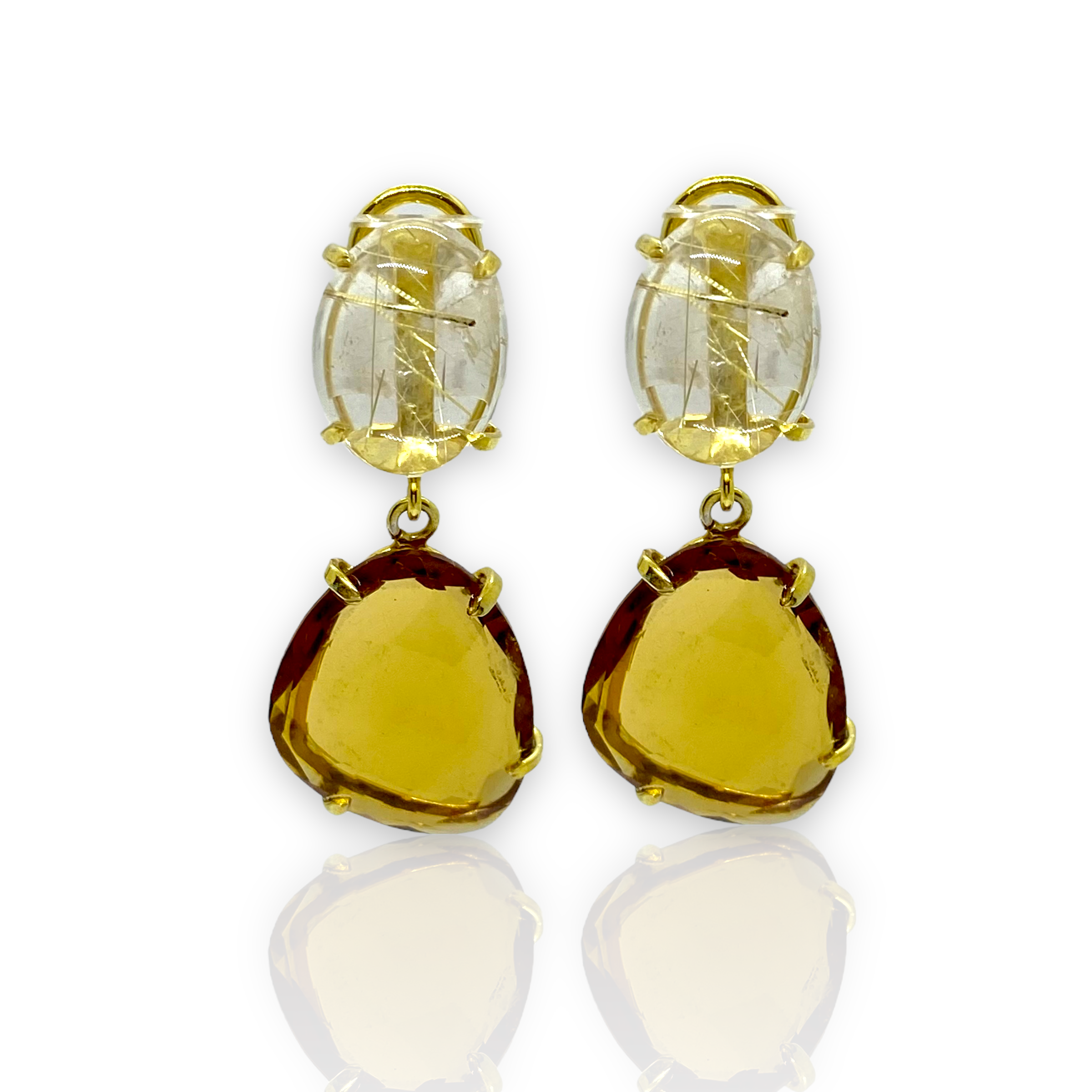 Multi stone earring with citrine rutilated quartz — Melina Fachidis