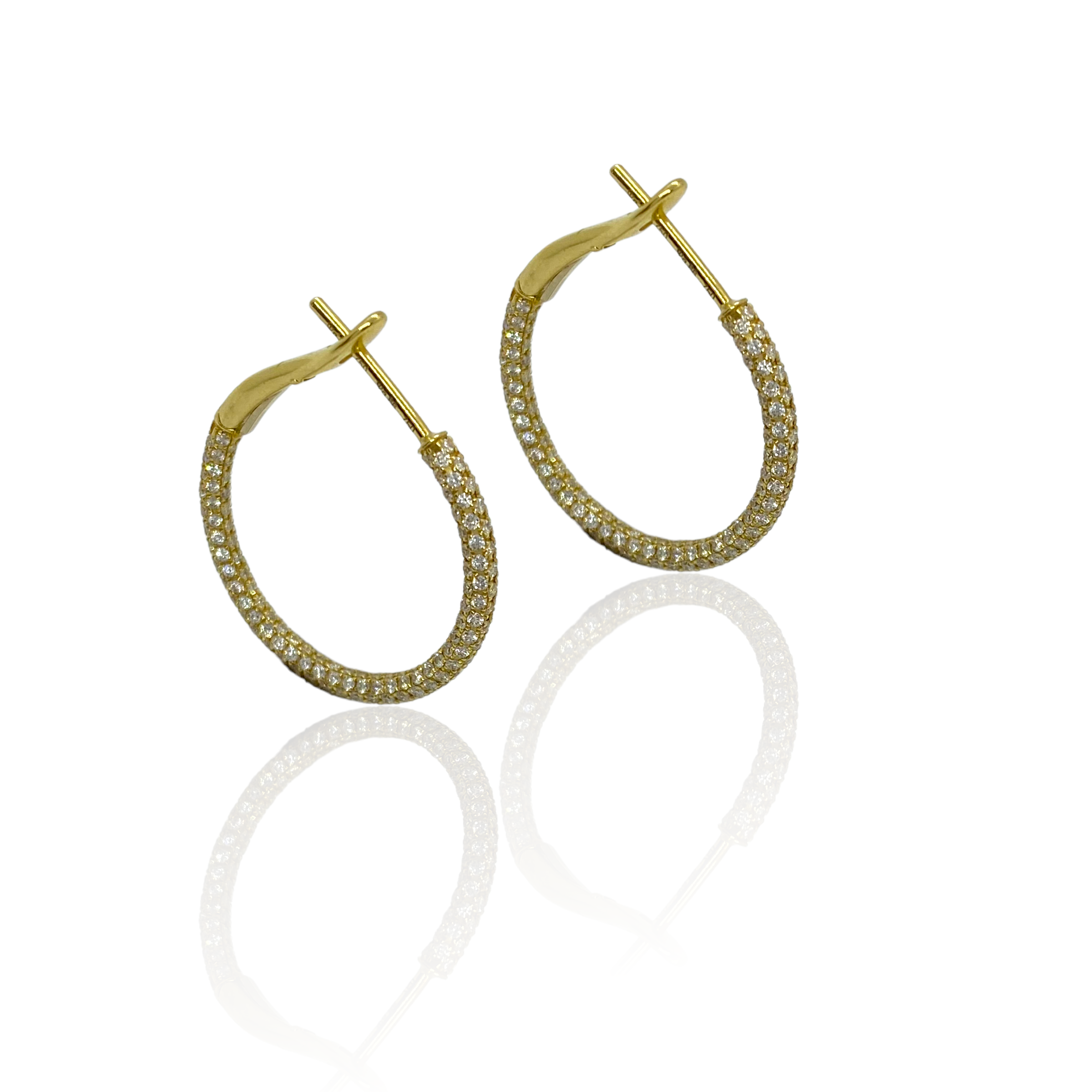 18k yellow gold hoops fully dressed with natural diamonds — Melina Fachidis