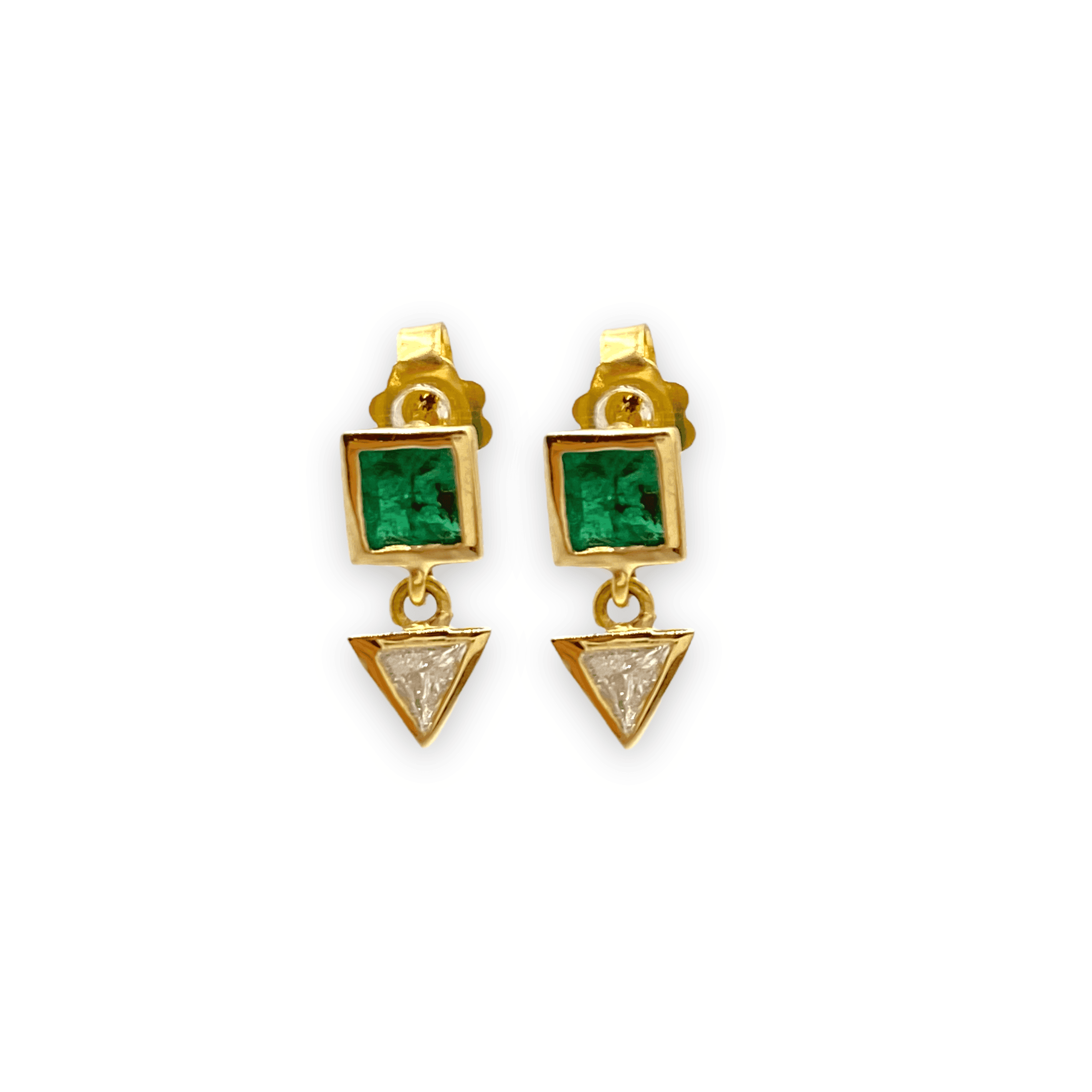 Emerald and triangular diamonds earrings — Melina Fachidis