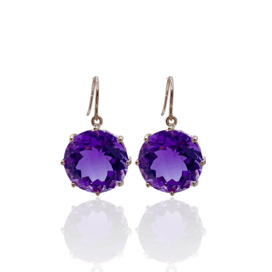 Amethyst dangle and drop earrings — Melina Fachidis